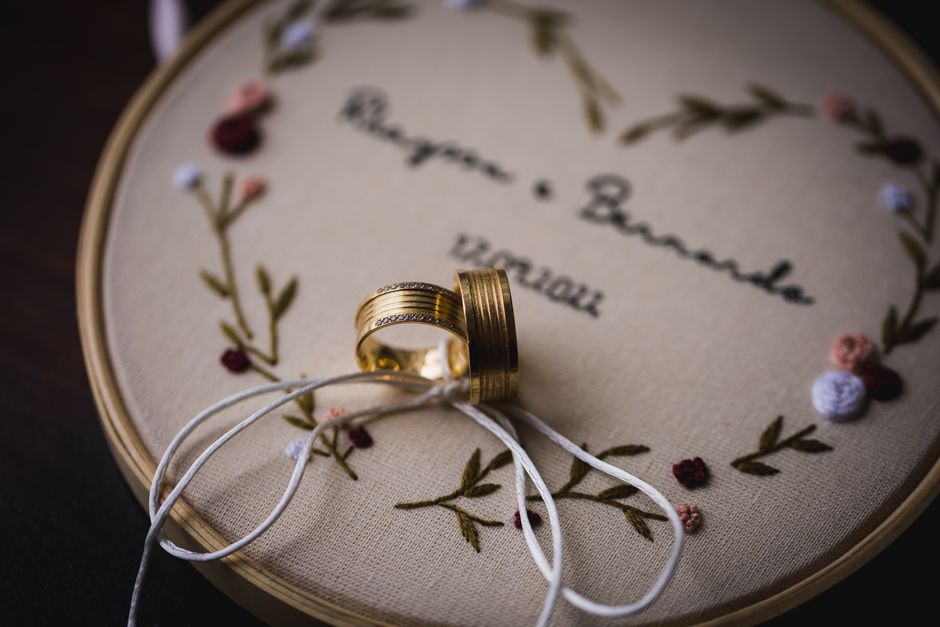 Close up of beautiful wedding rings