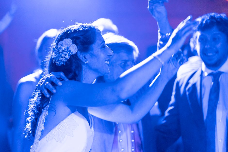 Joyful wedding reception and dancing